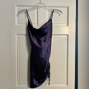 Women’s blue satin mini dress